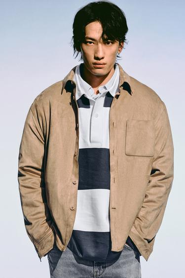 LIGHTWEIGHT FAUX SUEDE OVERSHIRT - Beige by Zara