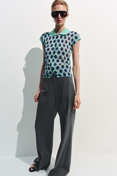 JACQUARD KNIT POLO SHIRT - Light green by Zara