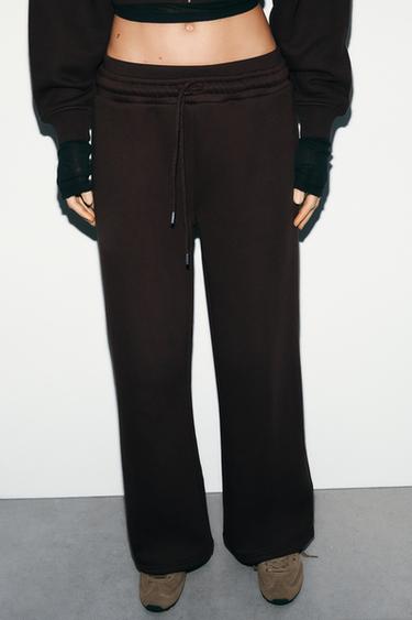 STRAIGHT-LEG PLUSH TROUSERS - Brown by Zara