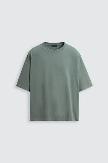 LIGHT WEIGHT WASHED BOXY FIT T-SHIRT - washed green by Zara
