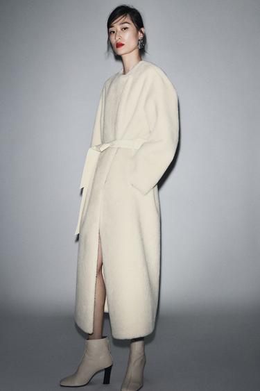 FAUX FUR COAT ZW COLLECTION LIMITED EDITION - Cream by Zara