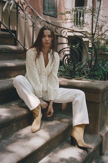 SPLIT SUEDE COWBOY ANKLE BOOTS - Sand Brown by Zara