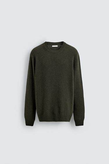 REGULAR FIT WOOL BLEND JUMPER - Khaki by Zara