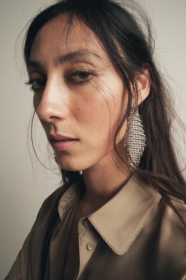 MISMATCHED METAL MESH EARRINGS - Silver by Zara - Image 0