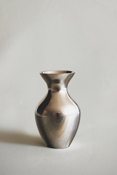 SMALL BRASS VASE - Silver by Zara