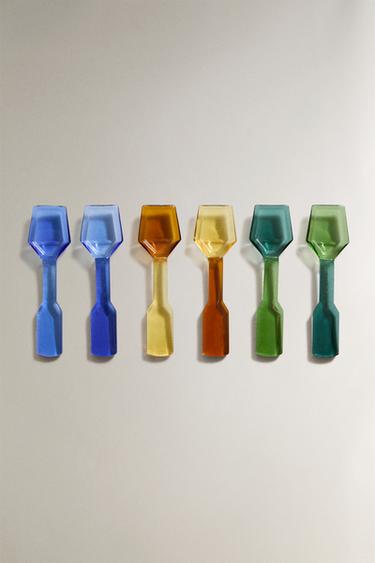 PACK OF COLOURED BOROSILICATE ICE CREAM DESSERT SPOONS (PACK OF 6) - Various by Zara