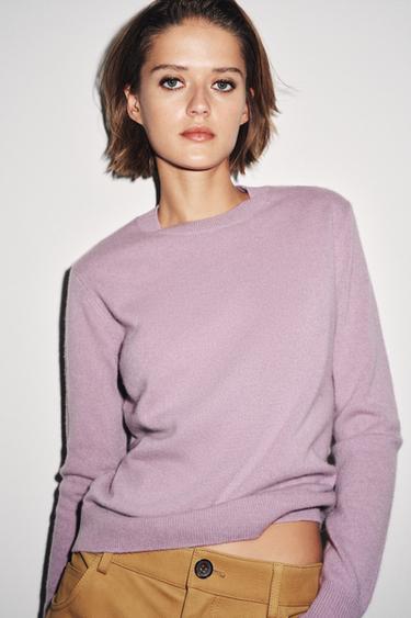 LONG SLEEVE 100% CASHMERE SWEATER - Light lilac by Zara