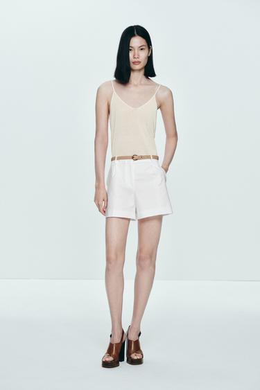 DARTED BERMUDA SHORTS WITH BELT - White by Zara