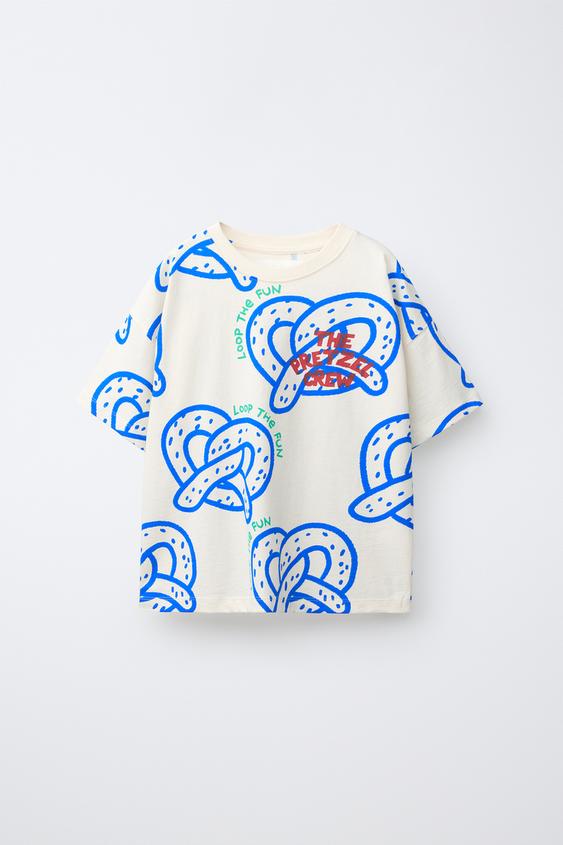PRETZEL PRINT T-SHIRT - Oyster-white by Zara - Image 0