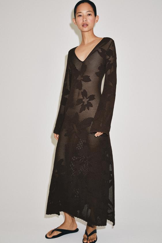 LONG KNIT DRESS - Brown by Zara - Image 0