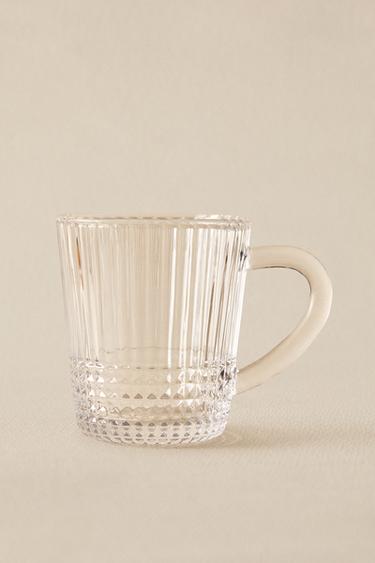 GLASS MUG WITH RAISED GEOMETRIC DESIGN - Transparent by Zara