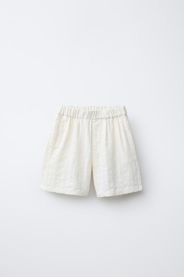 TEXTURED BERMUDA SHORTS - Ecru by Zara