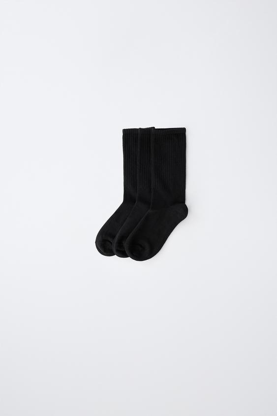 3-PACK OF RIBBED MID-CALF SOCKS - Black by Zara - Image 0
