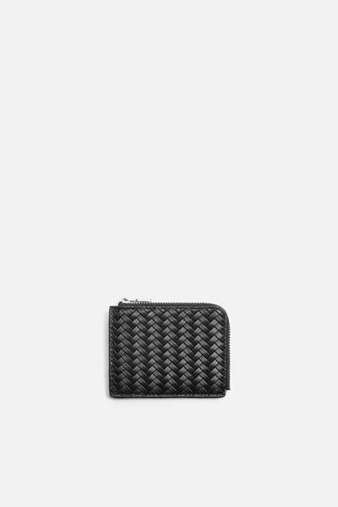 BRAIDED ZIP-UP CARD HOLDER - Black by Zara