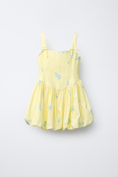 FLORAL DRESS WITH BALLOON HEM - Light yellow by Zara