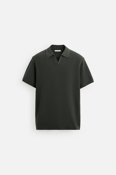 TEXTURED KNIT POLO SHIRT - khaki by Zara