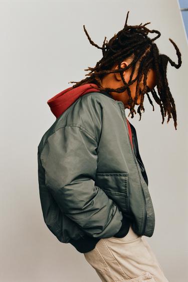 NYLON BOMBER JACKET WITH POCKETS - Khaki by Zara