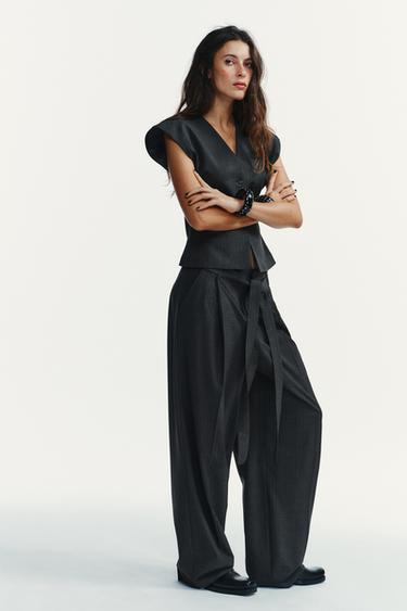 PINSTRIPE WAISTCOAT - Charcoal grey by Zara