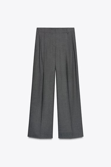 WIDE-LEG TROUSERS WITH DARTS - Black / Ecru by Zara