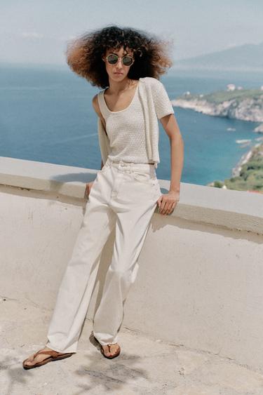 SEQUIN METALLIC THREAD CARDIGAN - Ecru by Zara