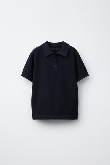 BASIC RIBBED POLO SHIRT - navy by Zara