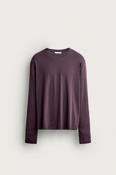 SUPIMA® LONG SLEEVE T-SHIRT - Aubergine by Zara