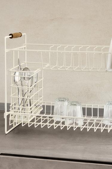 LACQUERED METAL DISH DRAINER - Cream by Zara
