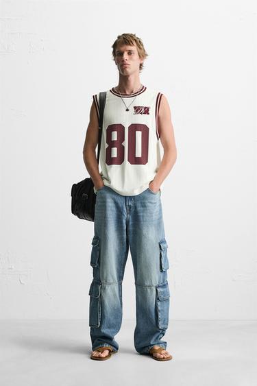 CONTRAST VARSITY TANK TOP - Ecru by Zara - Image 0