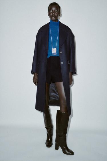 OVERSIZED WOOL COAT - Navy blue by Zara