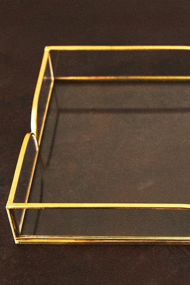 GLASS AND METAL TRAY - Gold by Zara