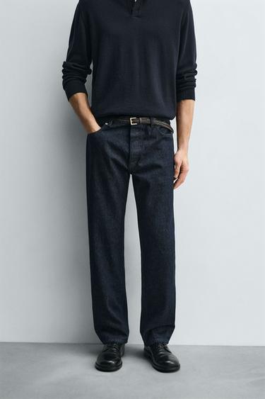 STRAIGHT-LEG JEANS - Navy blue by Zara