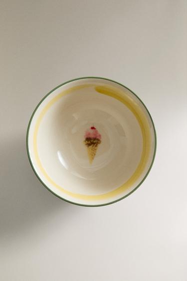 STONEWARE BOWL WITH ICE CREAM DESIGN - Yellow by Zara