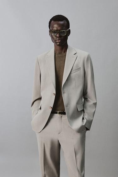 REGULAR FIT TEXTURED SUIT BLAZER - Beige by Zara