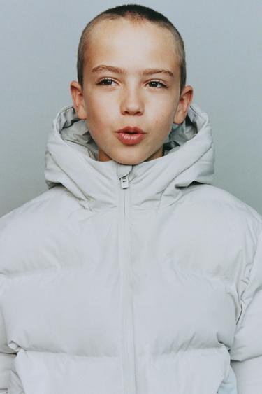 WATER-REPELLENT LABEL PUFFER COAT - Ice by Zara
