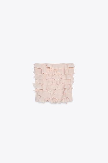STRAPLESS TOP WITH RUFFLES - Beige-pink by Zara