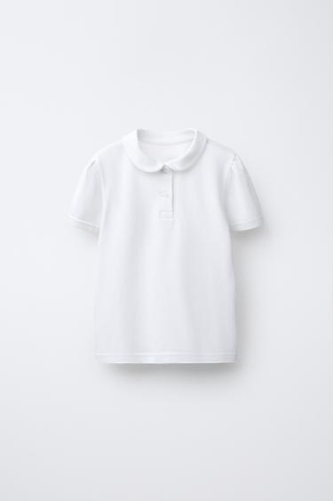 PIQUÉ POLO SHIRT WITH PETER PAN COLLAR - White by Zara