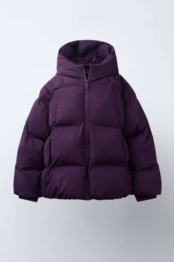 WATER-REPELLENT HOODED PADDED JACKET - Purple by Zara - Image 0