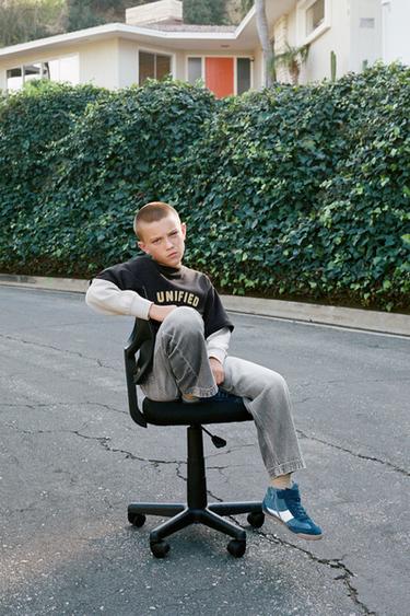 DOUBLE SLEEVE VARSITY INTERLOCK SWEATSHIRT - Dark anthracite by Zara