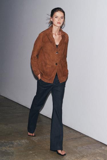 ZW COLLECTION LIMITED EDITION 100% SUEDE OVERSIZE BLAZER - camel by Zara