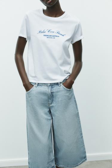 T-SHIRT WITH SLOGAN - White by Zara