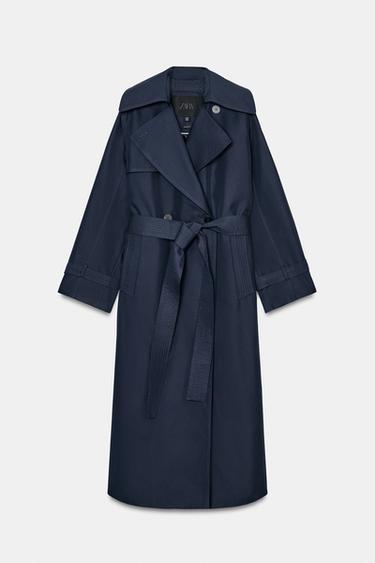 ZW COLLECTION OVERSIZE TRENCH COAT WITH BELT - Blue by Zara