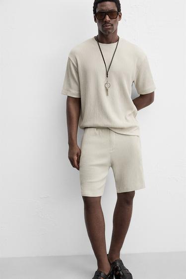 IRREGULAR TEXTURE T-SHIRT - Light grey by Zara