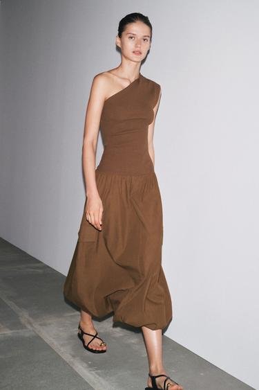 MATCHING BALLOON DRESS - Olive green by Zara - Image 0