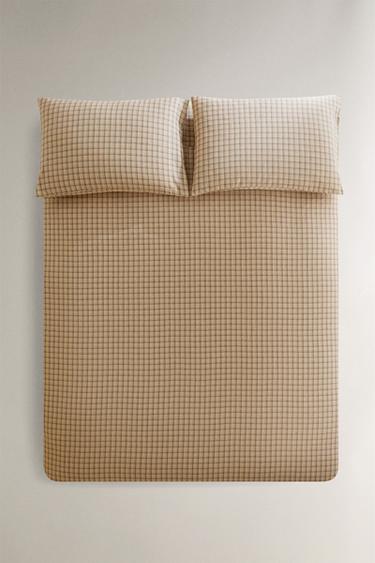 CHECK FLANNEL DUVET COVER - Beige by Zara