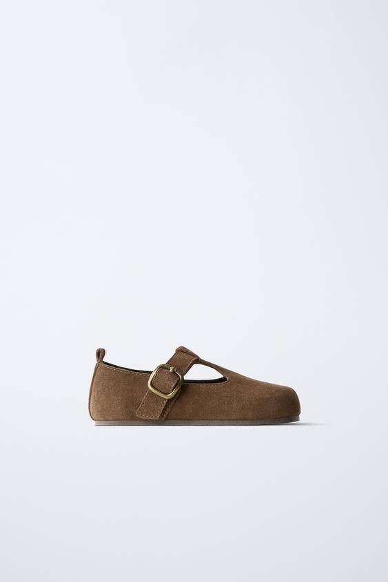 LEATHER T-STRAP CLOGS - Brown by Zara - Image 0