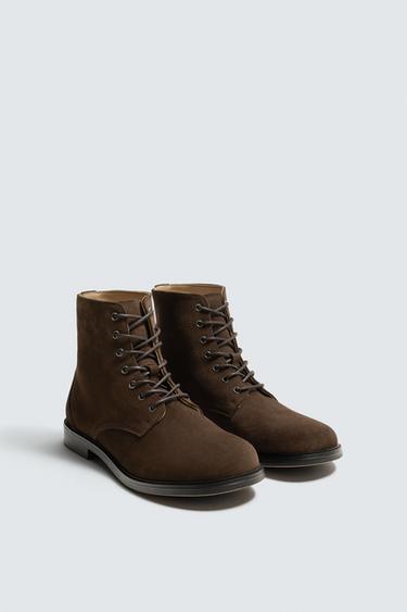 LEATHER LACE-UP BOOTS LIMITED EDITION - Brown by Zara