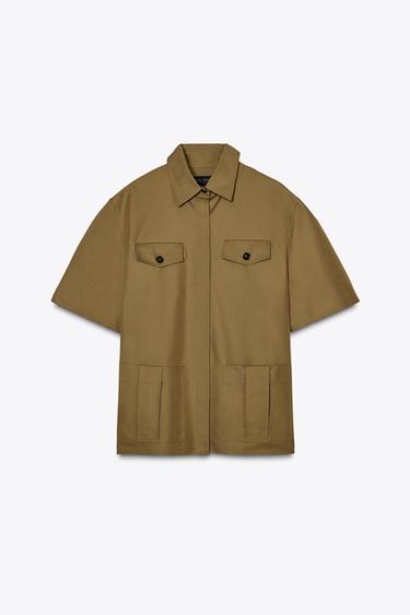 ZW COLLECTION SHIRT WITH POCKETS - Olive green by Zara