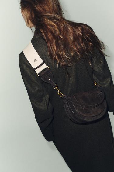 LEATHER SPLIT SUEDE CROSSBODY BAG - Chocolate by Zara