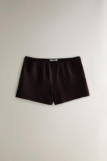 SILK SHORTS - Dark brown by Zara