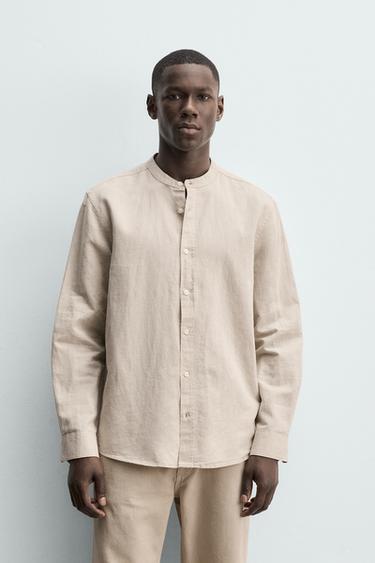 RELAXED FIT LINEN/COTTON SHIRT - Light beige by Zara